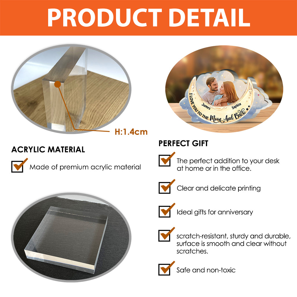 I Love You To The Moon And Back - Personalized Couple Custom Shaped Acrylic Plaque