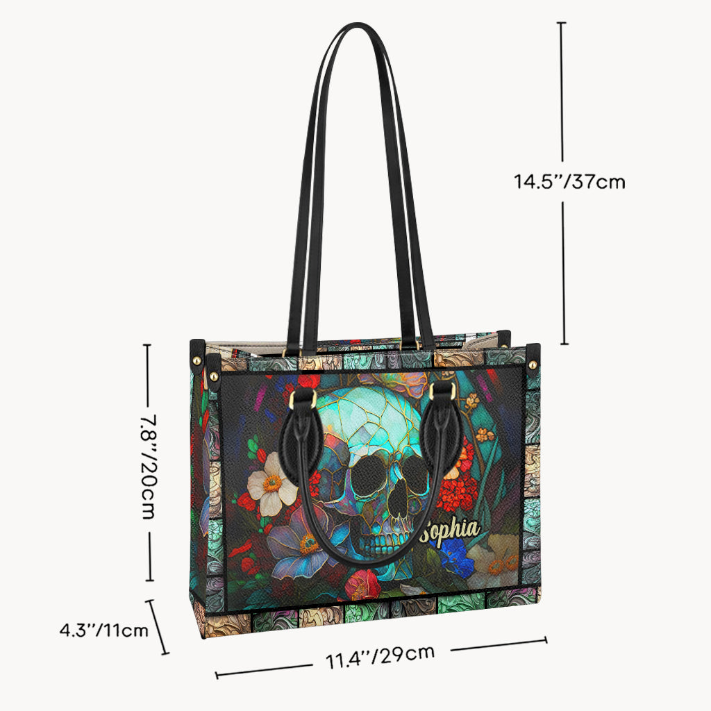 Floral Skull - Personalized Skull Leather Handbag