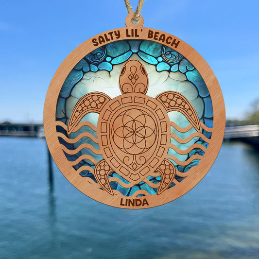 Colorful Ocean - Personalized Turtle Suncatcher
