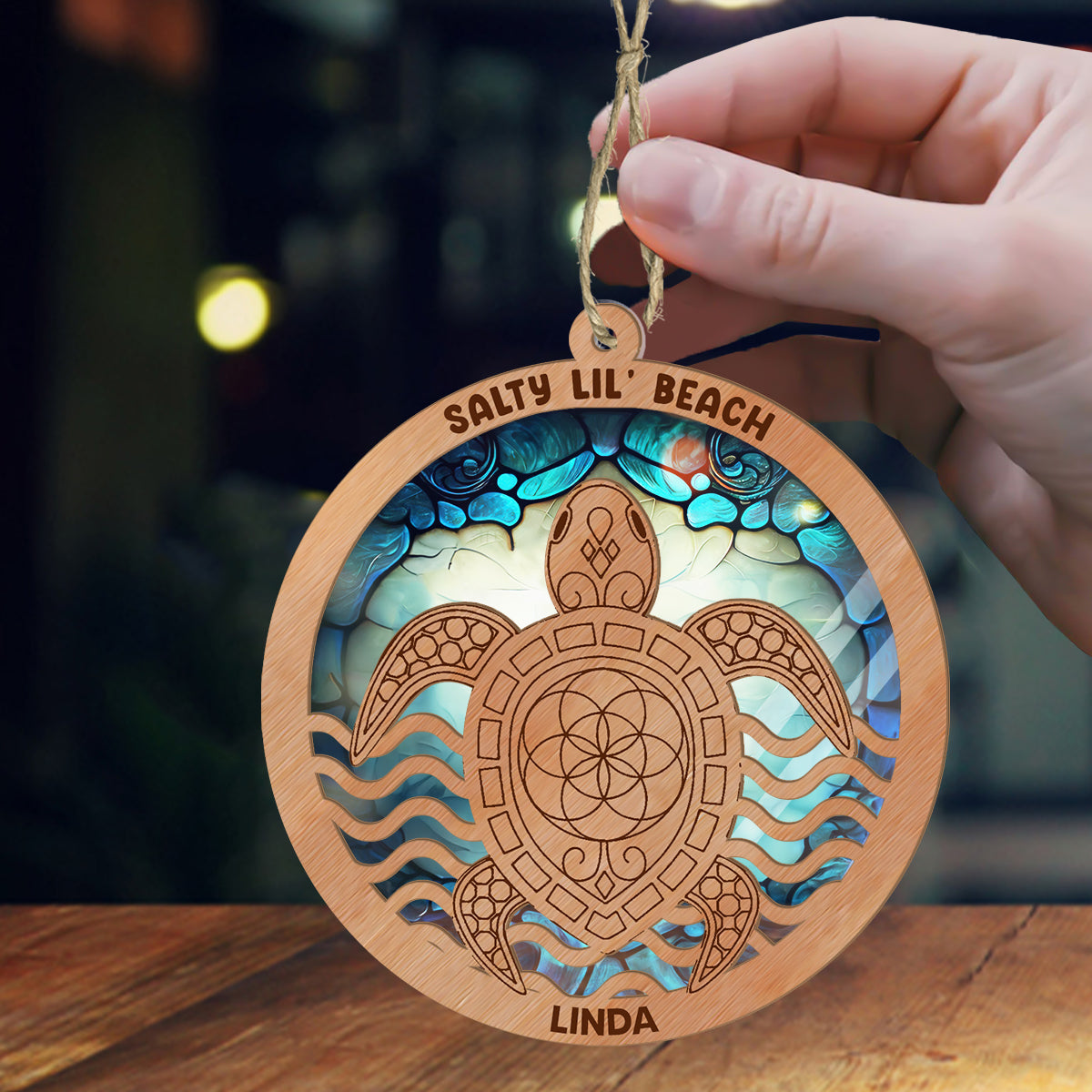 Colorful Ocean - Personalized Turtle Suncatcher