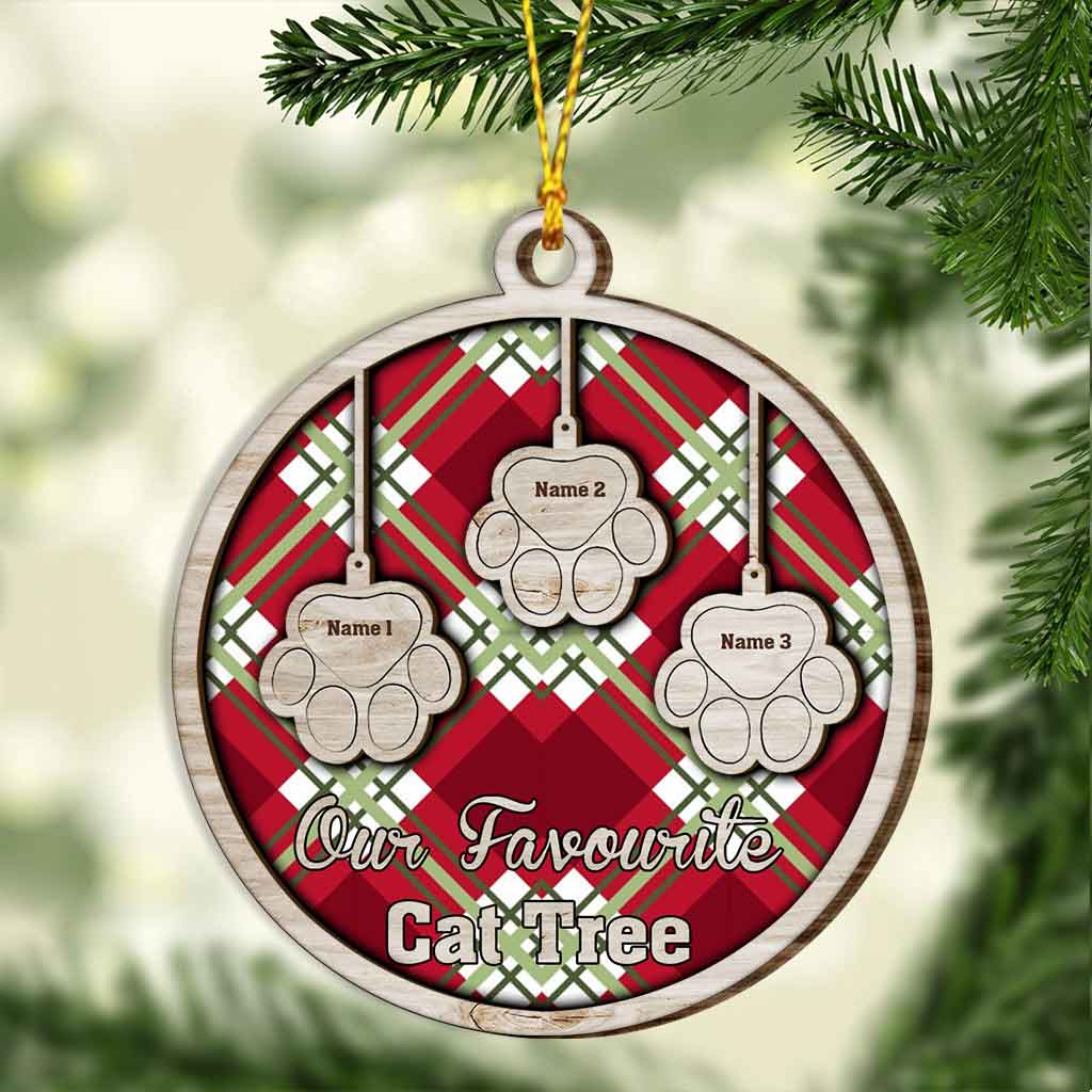 Favorite Cat Tree - Personalized Christmas Layered Wood Ornament