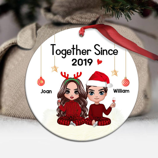 Together - Personalized Christmas Couple Ornament (Printed On Both Sides)