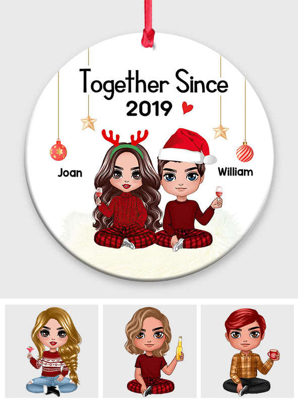 Together - Personalized Christmas Couple Ornament (Printed On Both Sides)