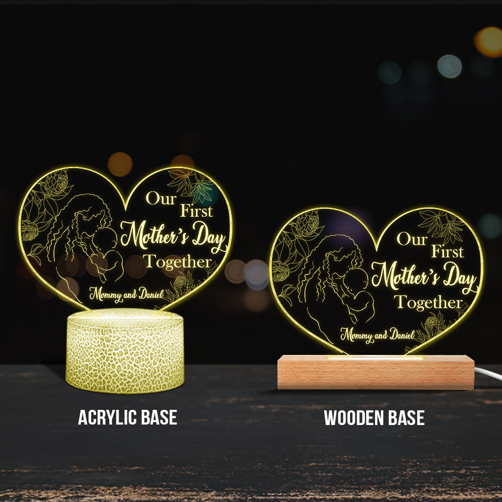 Our First Mother's Day Together - Personalized Mother's Day Mother Shaped Plaque Light Base
