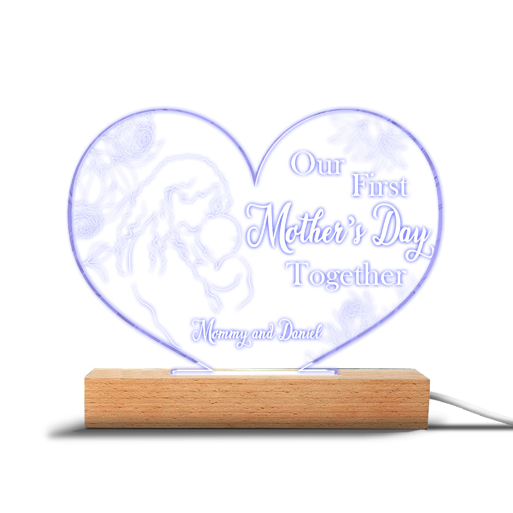 Our First Mother's Day Together - Personalized Mother's Day Mother Shaped Plaque Light Base