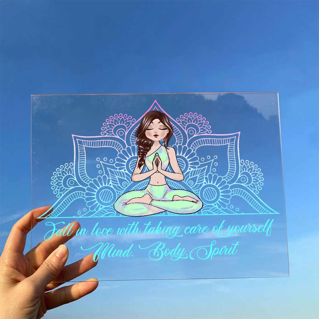 Namaste Take Care Of Thyself - Personalized Yoga Transparent Acrylic Plaque