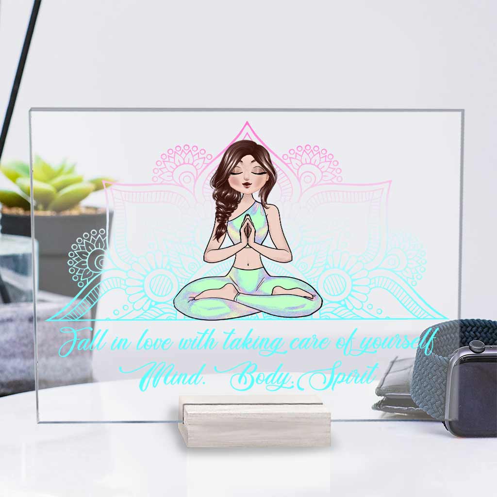 Namaste Take Care Of Thyself - Personalized Yoga Transparent Acrylic Plaque