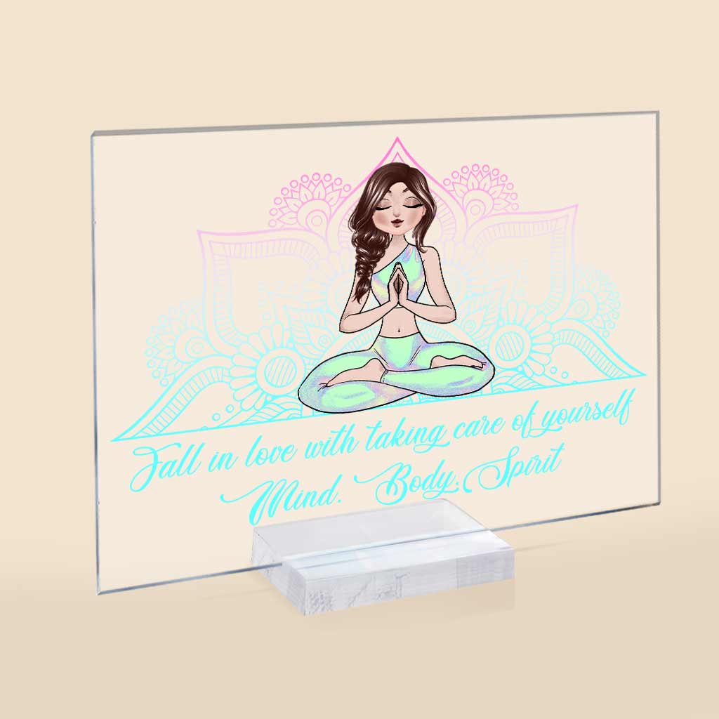 Namaste Take Care Of Thyself - Personalized Yoga Transparent Acrylic Plaque