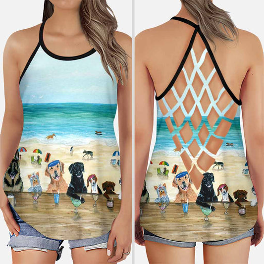 Summer On The Beach - Dog Cross Tank Top