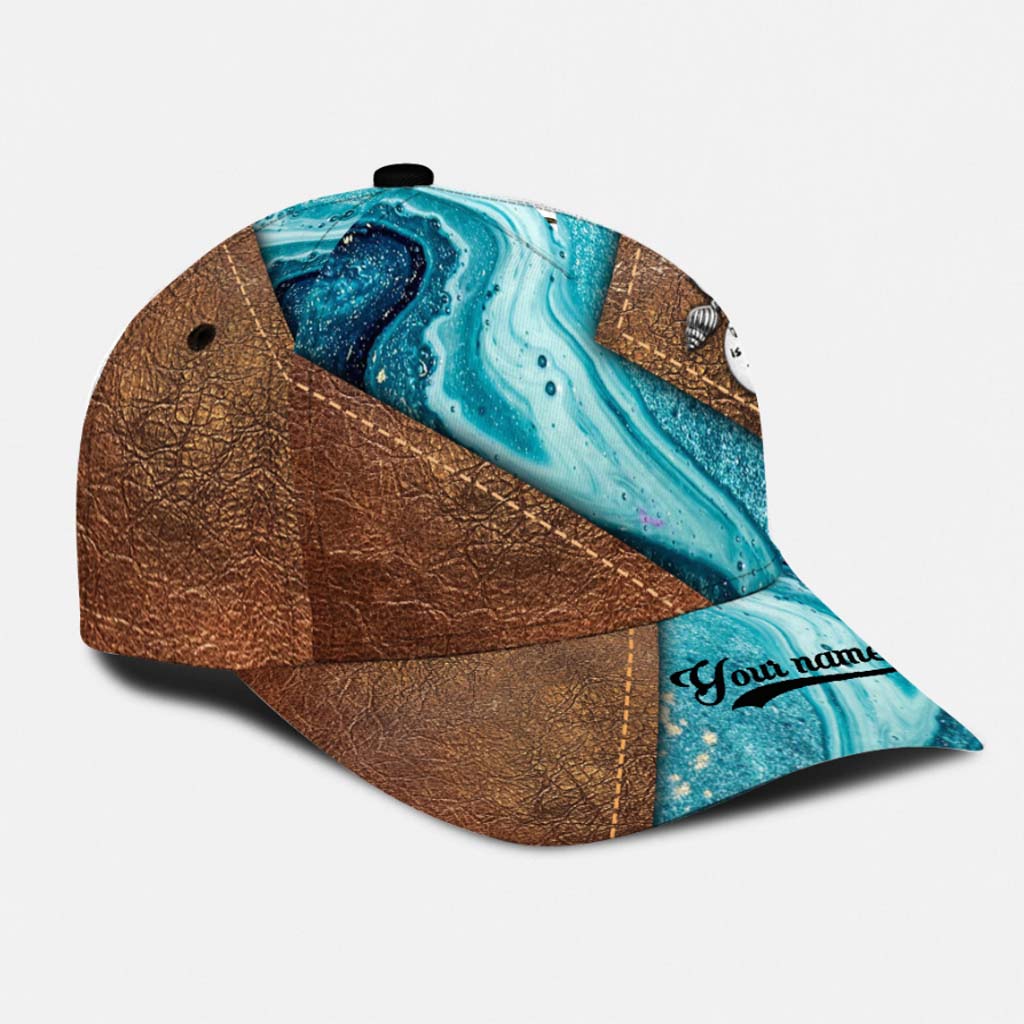 Salty Lil' Beach - Sea Lover Personalized Leather Pattern Print Cap With Printed Vent Holes