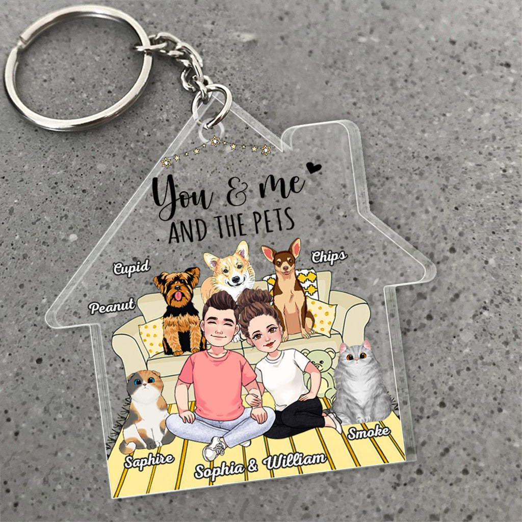 You And Me And The Dogs - Personalized Dog Transparent Keychain