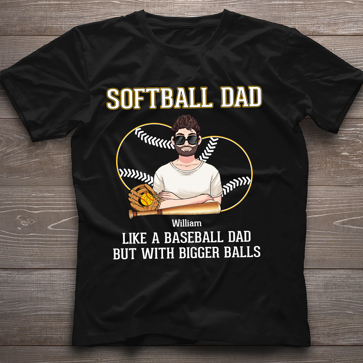 Softball Dad Like A Baseball Dad But With Bigger Balls - Personalized Softball T-shirt and Hoodie