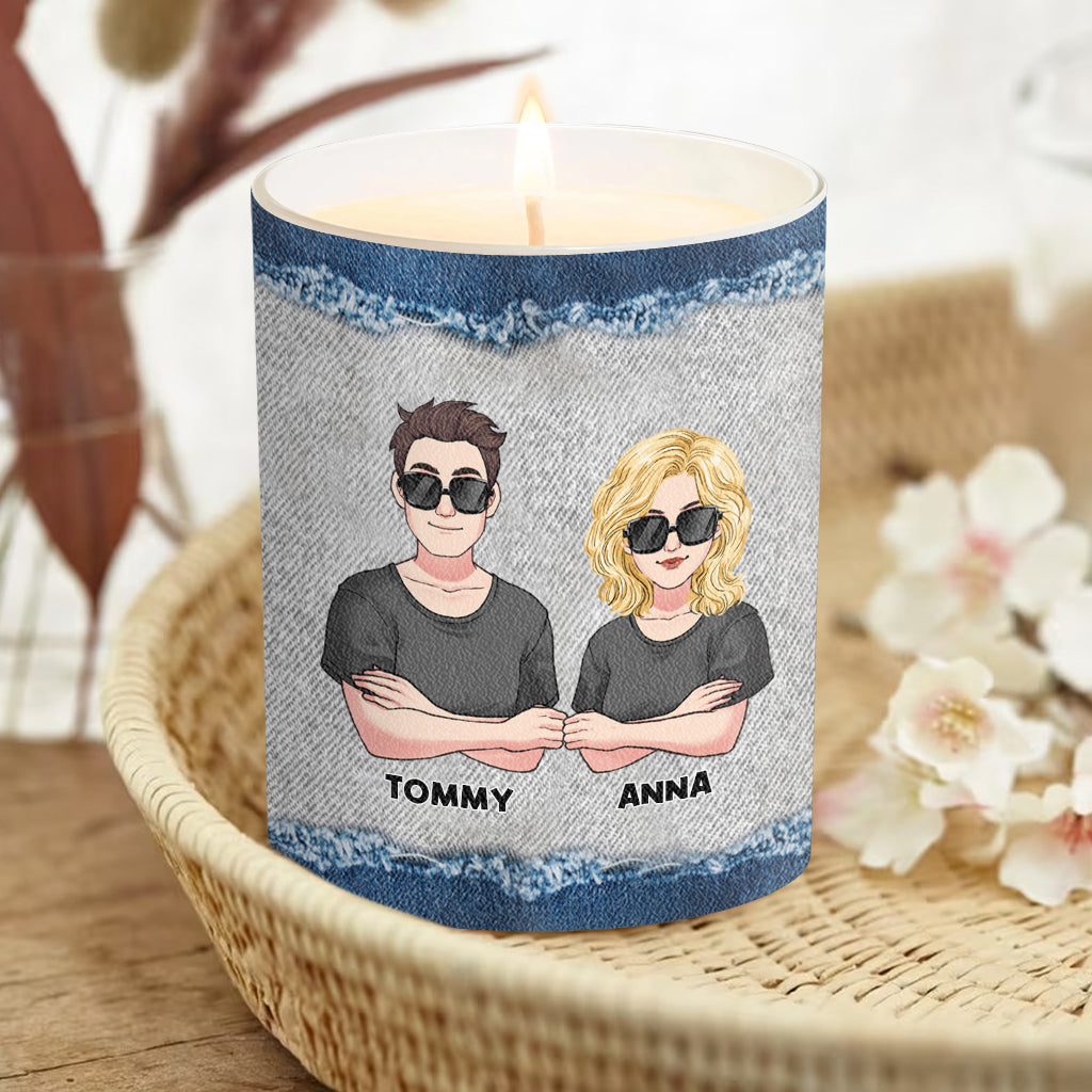 Congrats On Being My Hubby - Personalized Couple Candle With Wooden Lid