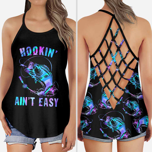 Love Fishing Girl Cross Tank Top