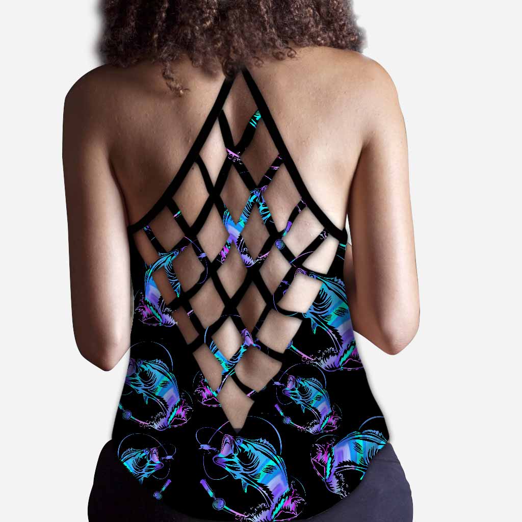 Love Fishing Girl Cross Tank Top