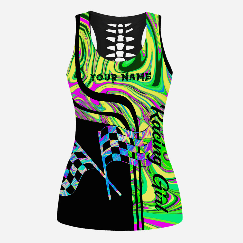Racing Girl - Personalized Hollow Tank Top and Leggings