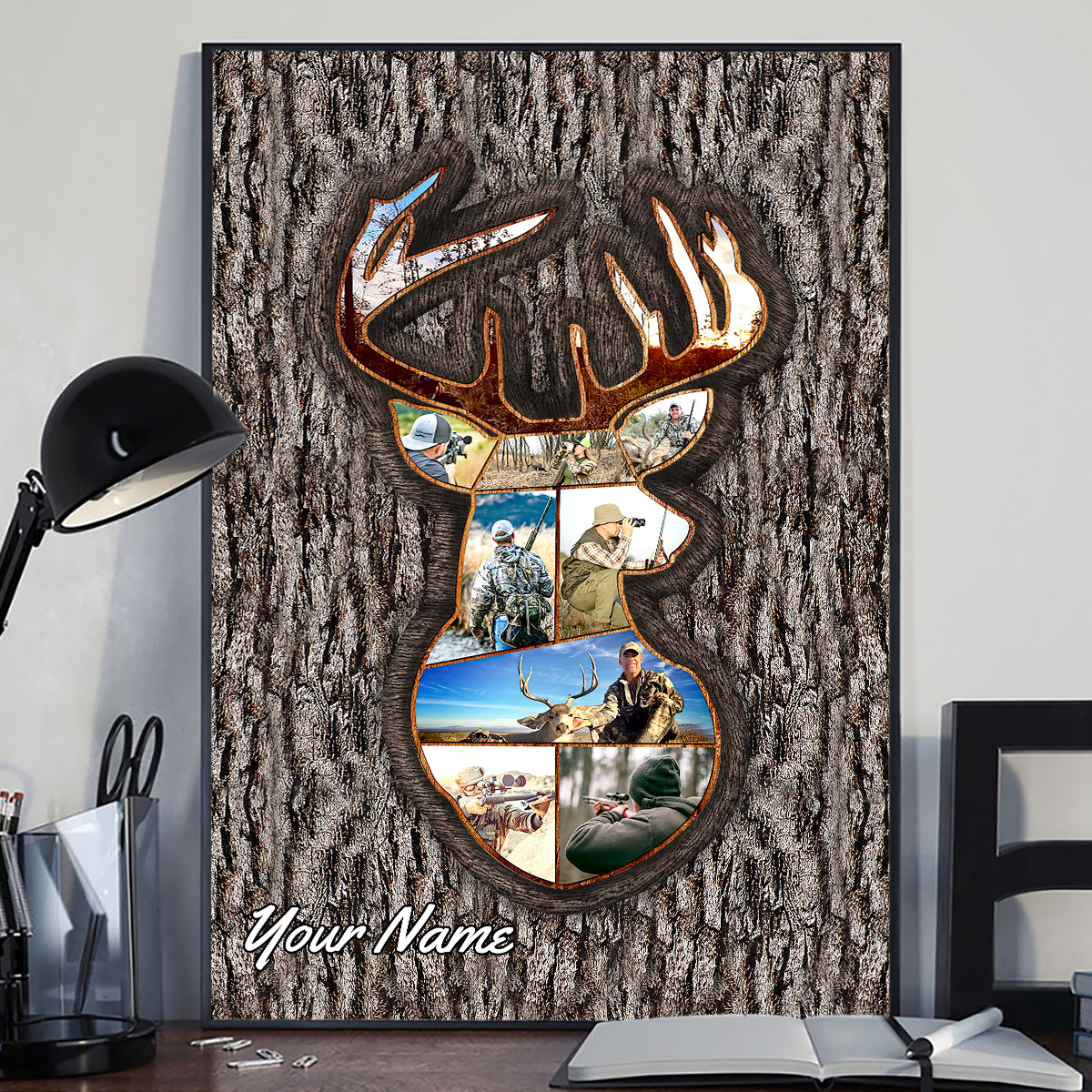 Hunting Memories Tree Carving Photo Inserted - Personalized Hunting Canvas and Poster