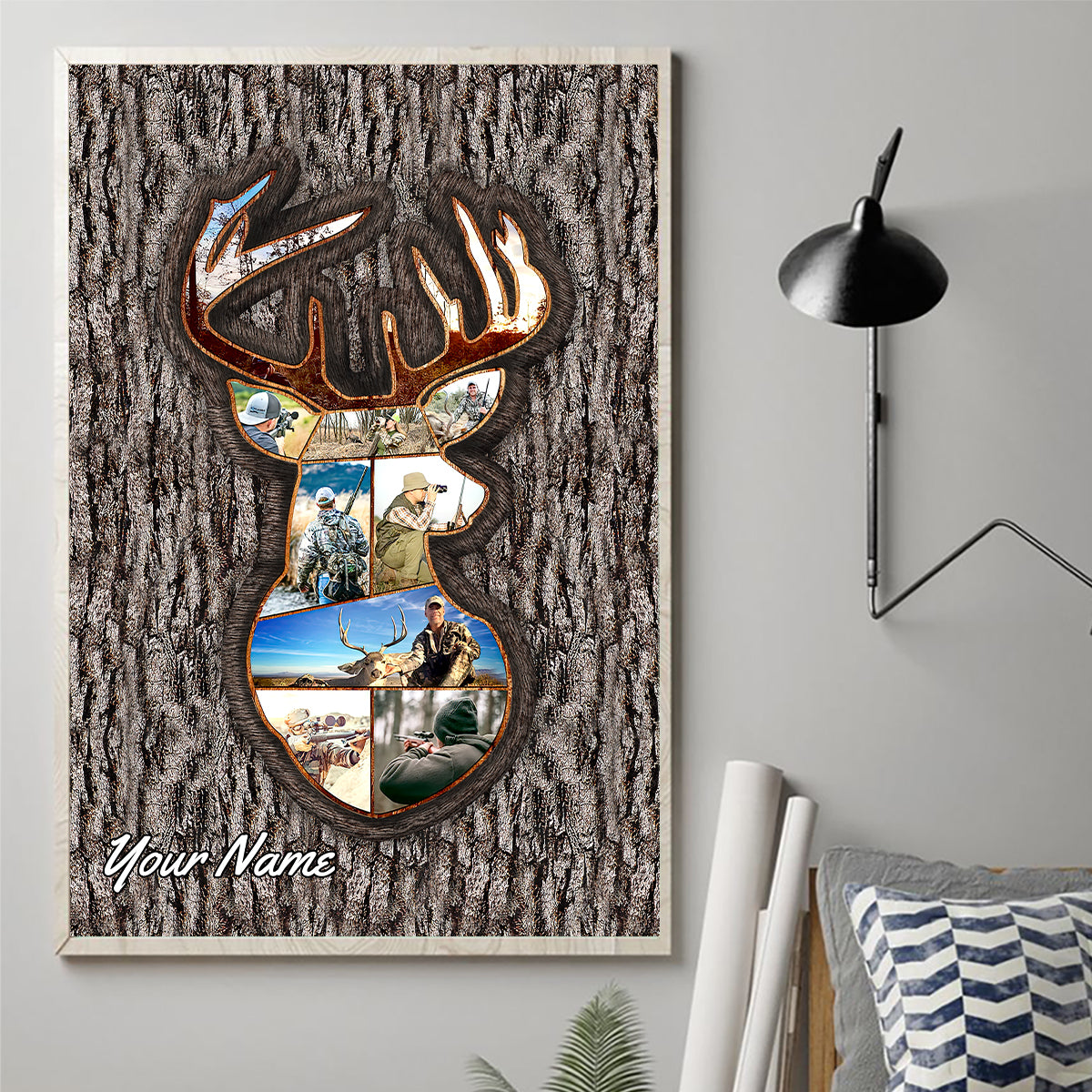 Hunting Memories Tree Carving Photo Inserted - Personalized Hunting Canvas and Poster