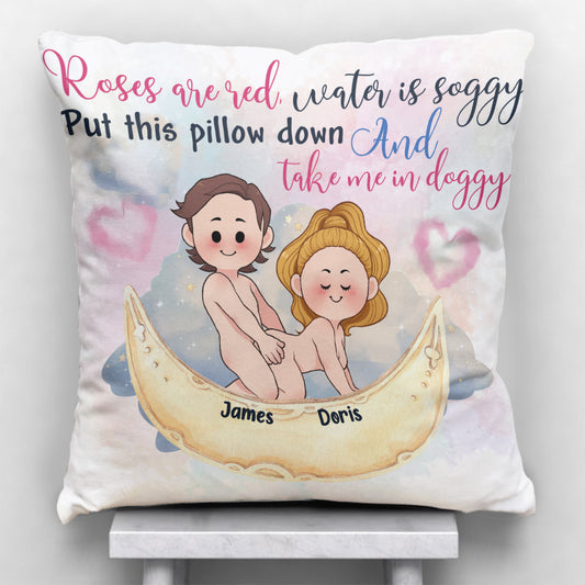 Roses Are Red Water Is Soggy - Personalized Couple Throw Pillow