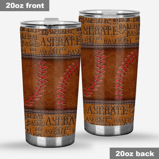 Baseball Printed Leather Pattern Tumbler