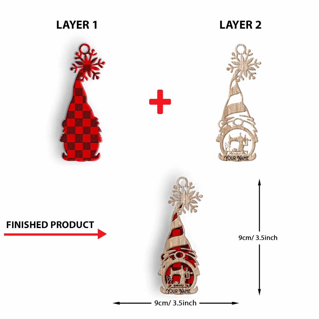 Love Sewing - Personalized Christmas Sewing Layered Wood Ornament