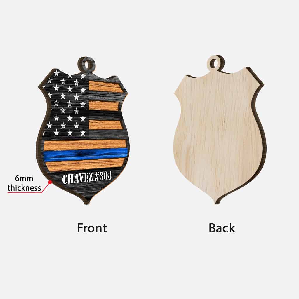 Police Officer Badge - Personalized Layered Wood Ornament