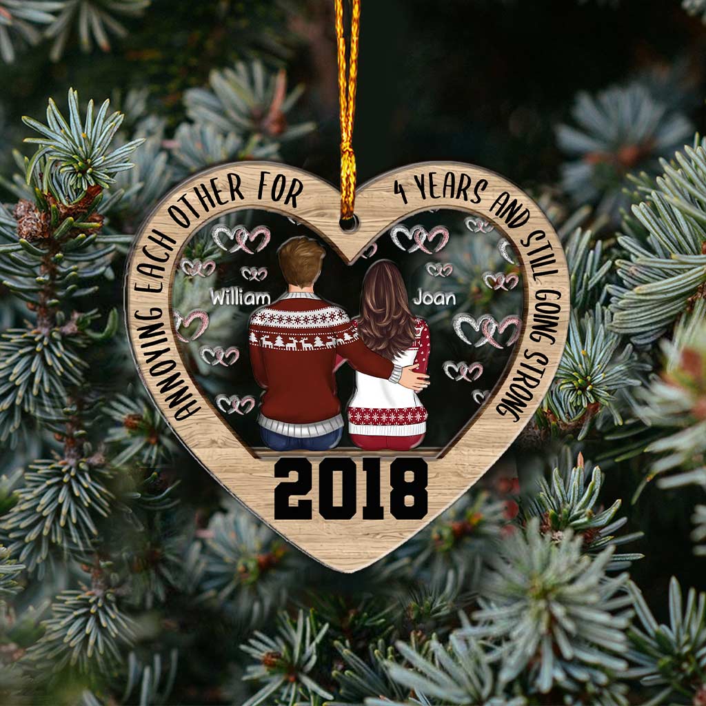 Annoying Each Other Since - Personalized Christmas Couple Layers Mix Ornament