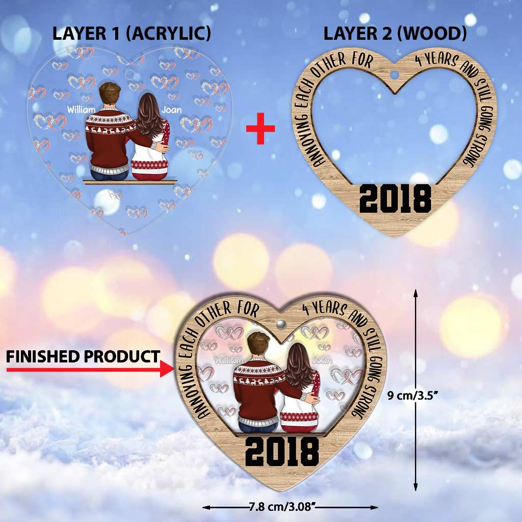 Annoying Each Other Since - Personalized Christmas Couple Layers Mix Ornament