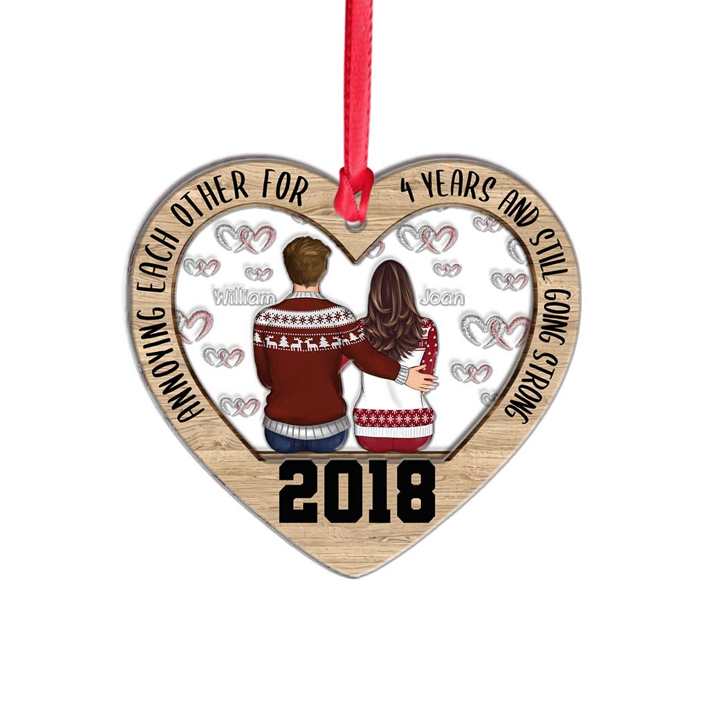 Annoying Each Other Since - Personalized Christmas Couple Layers Mix Ornament