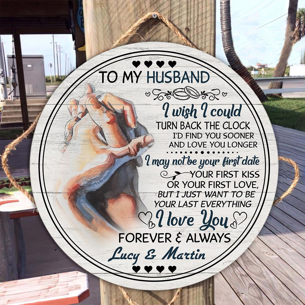 I Wish I Could Turn Back The Clock - Personalized Couple Round Wood Sign