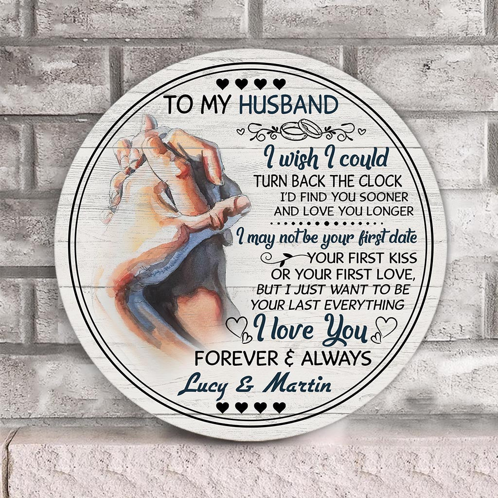 I Wish I Could Turn Back The Clock - Personalized Couple Round Wood Sign
