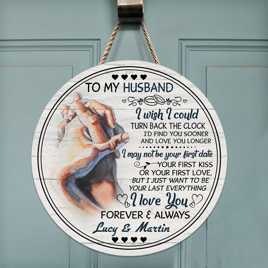 I Wish I Could Turn Back The Clock - Personalized Couple Round Wood Sign
