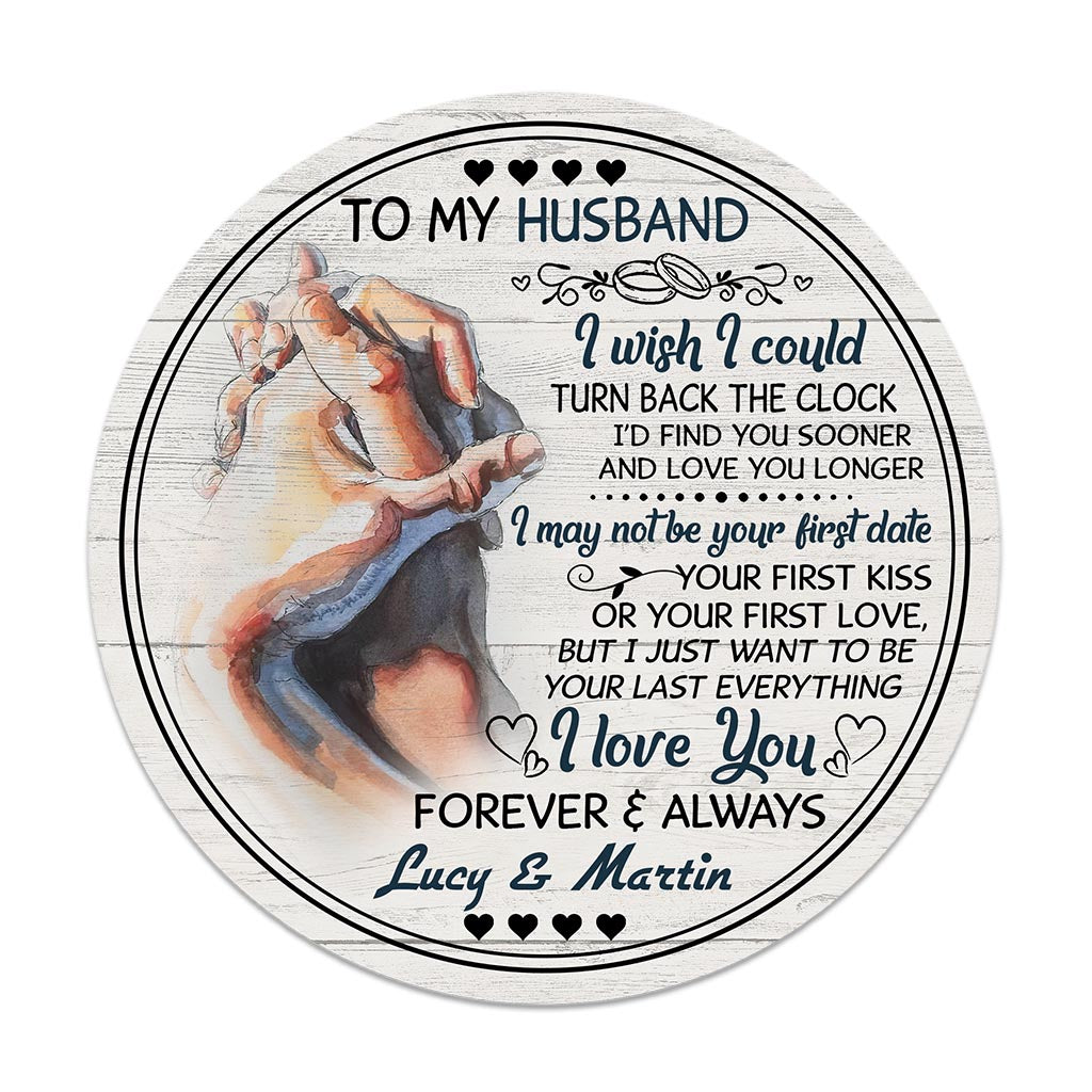 I Wish I Could Turn Back The Clock - Personalized Couple Round Wood Sign