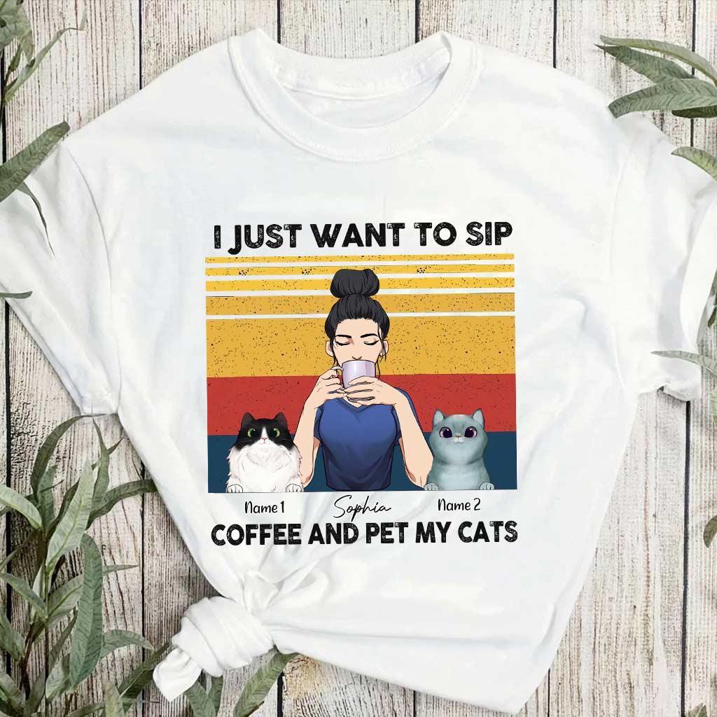 Cat Mom Coffee - Personalized Cat T-shirt and Hoodie