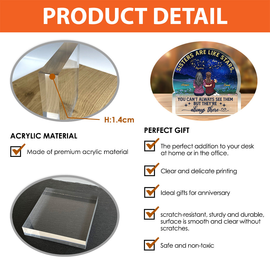 Sisters Are Like Stars - Personalized Bestie Custom Shaped Acrylic Plaque