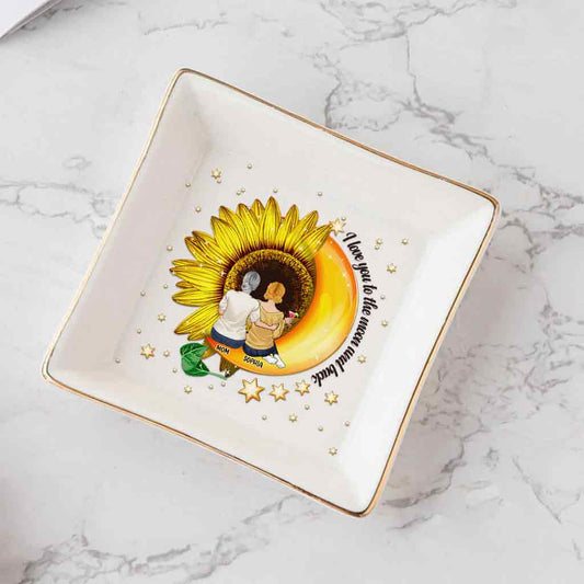 To The Moon And Back - Personalized Mother's Day Mother Jewelry Dish