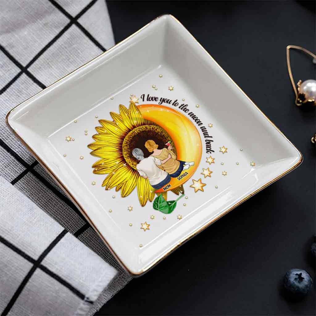 To The Moon And Back - Personalized Mother's Day Mother Jewelry Dish