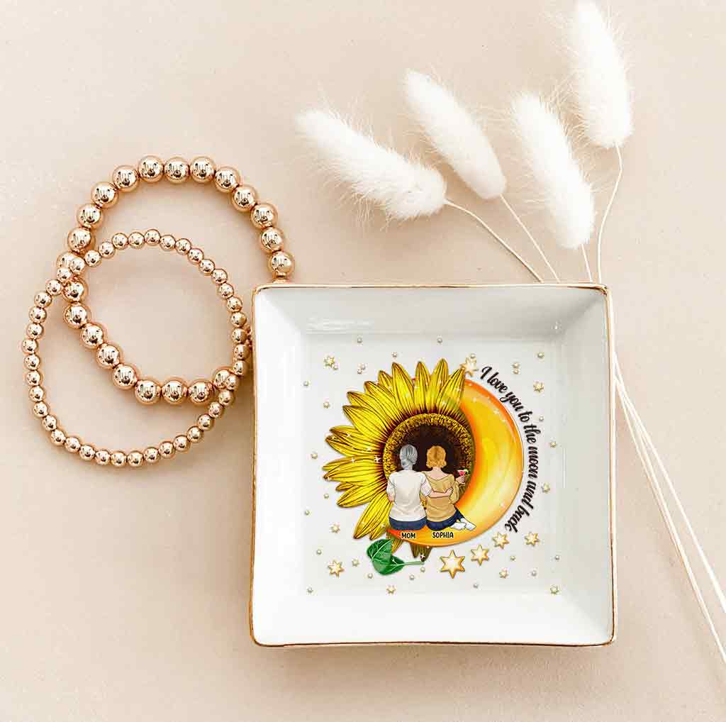 To The Moon And Back - Personalized Mother's Day Mother Jewelry Dish