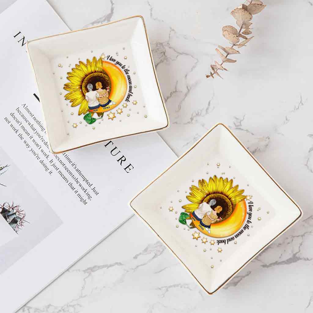 To The Moon And Back - Personalized Mother's Day Mother Jewelry Dish