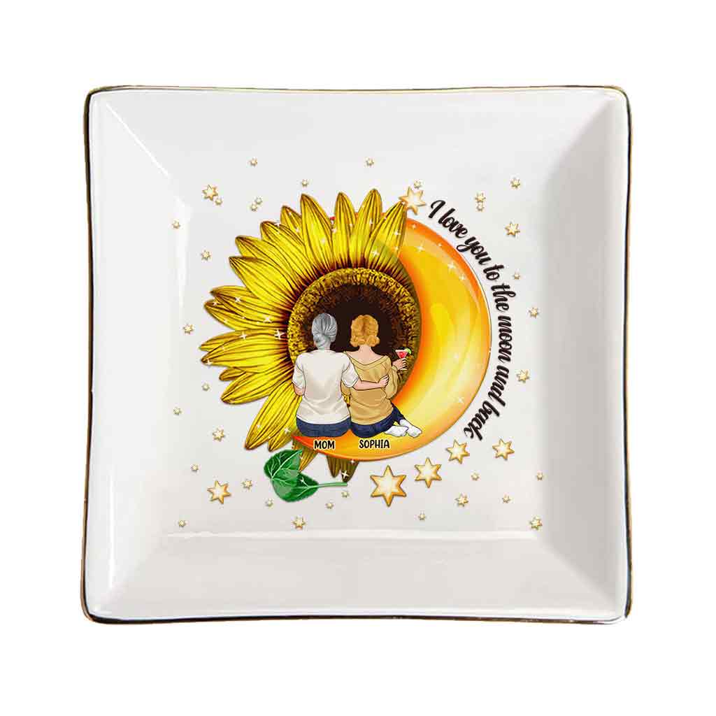 To The Moon And Back - Personalized Mother's Day Mother Jewelry Dish