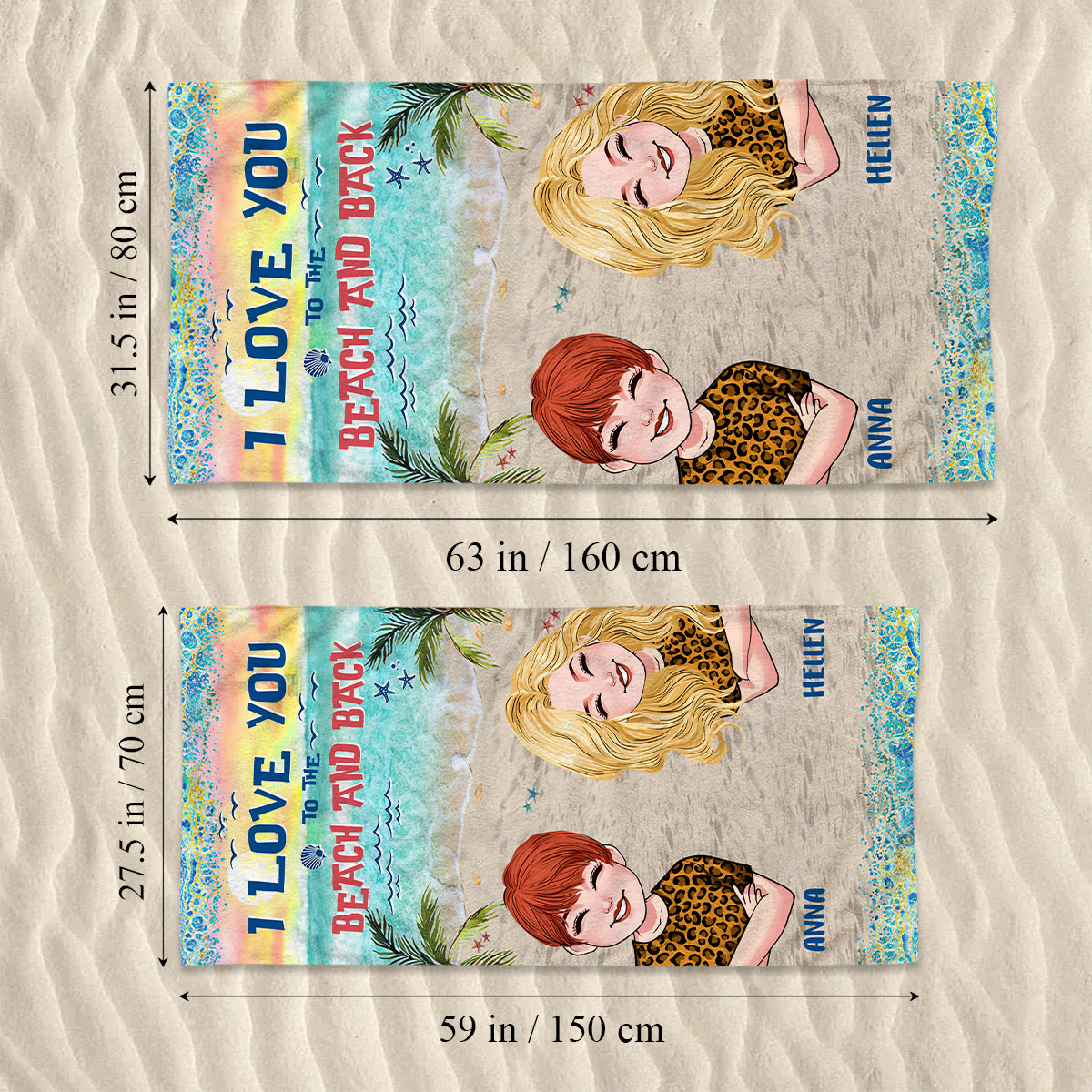 I Love You To The Beach And Back - Personalized Bestie Beach Towel