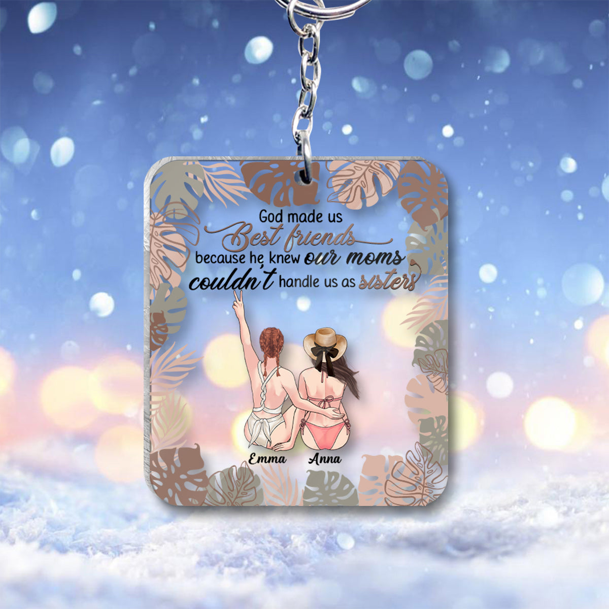God Makes Us Best Friend - Personalized Bestie Transparent Keychain