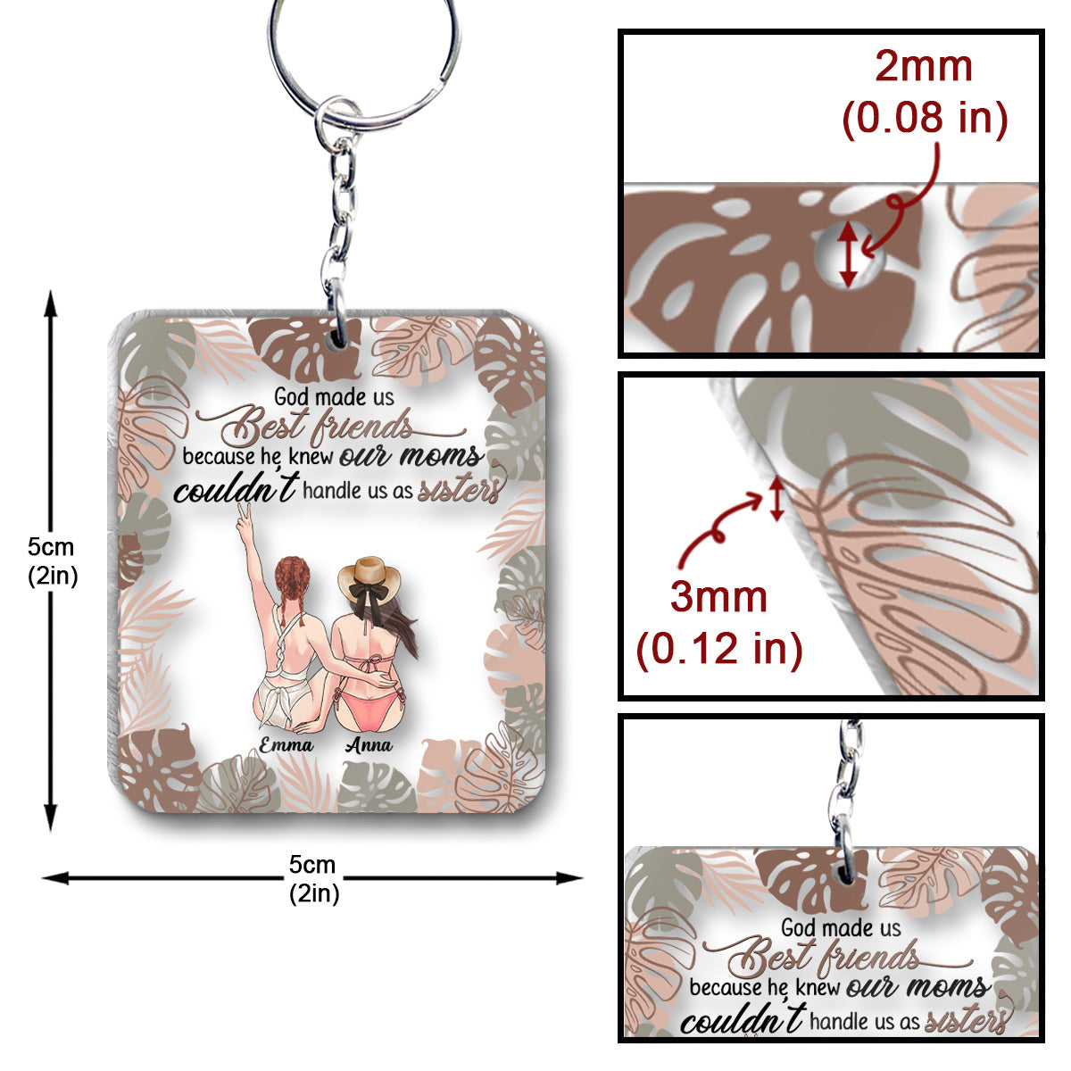 God Makes Us Best Friend - Personalized Bestie Transparent Keychain