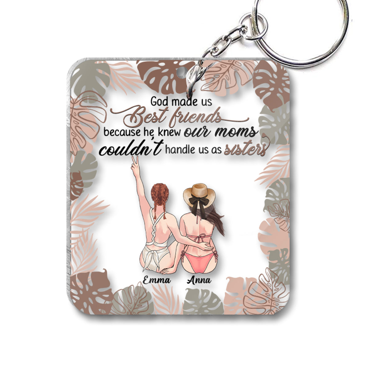 God Makes Us Best Friend - Personalized Bestie Transparent Keychain