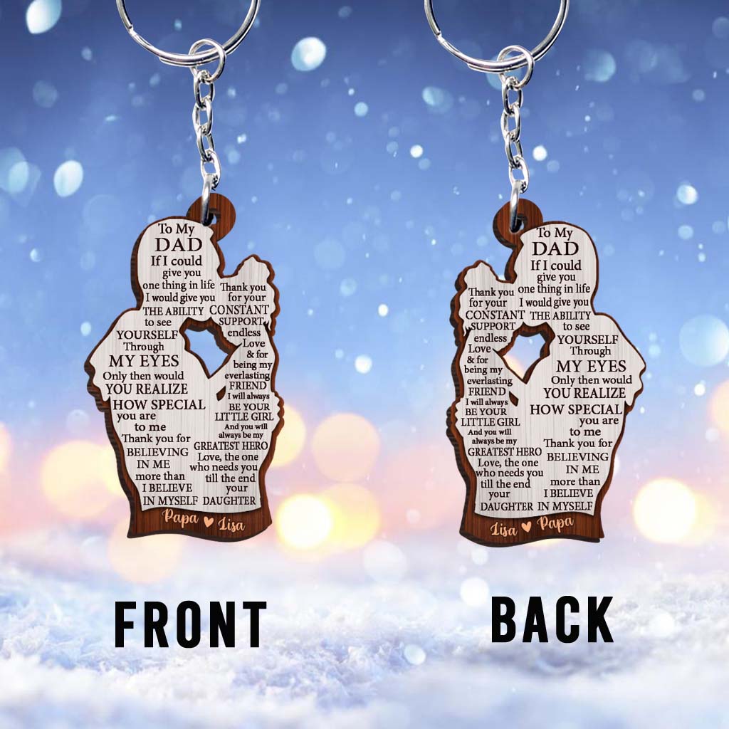 To My Dad - Personalized Father Keychain (Printed On Both Sides)