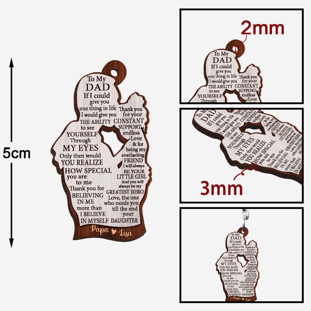 To My Dad - Personalized Father Keychain (Printed On Both Sides)