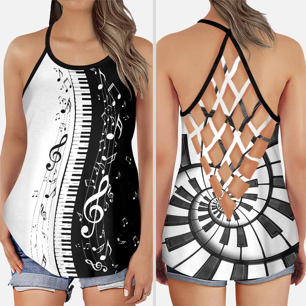 Love Music - Piano Cross Tank Top