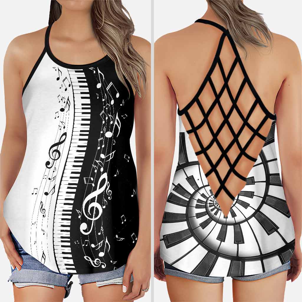 Love Music - Piano Cross Tank Top