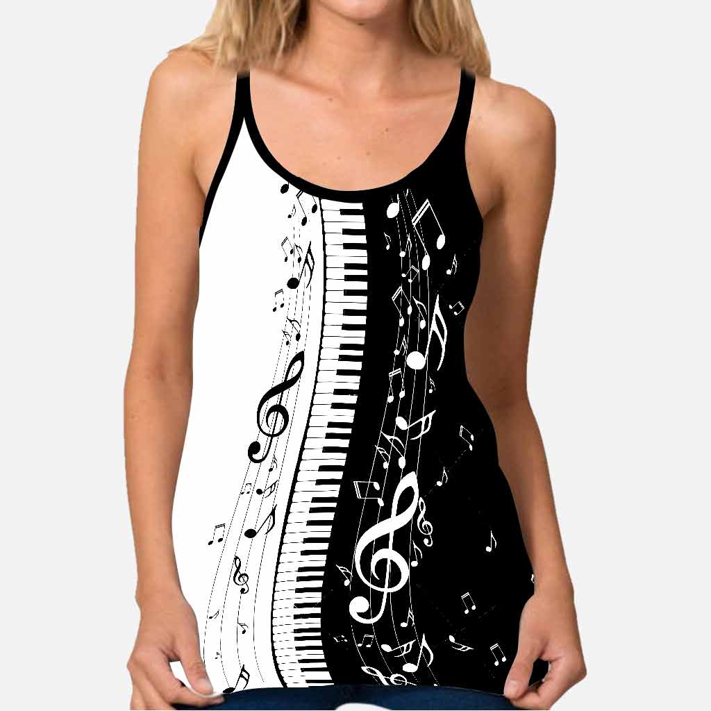 Love Music - Piano Cross Tank Top