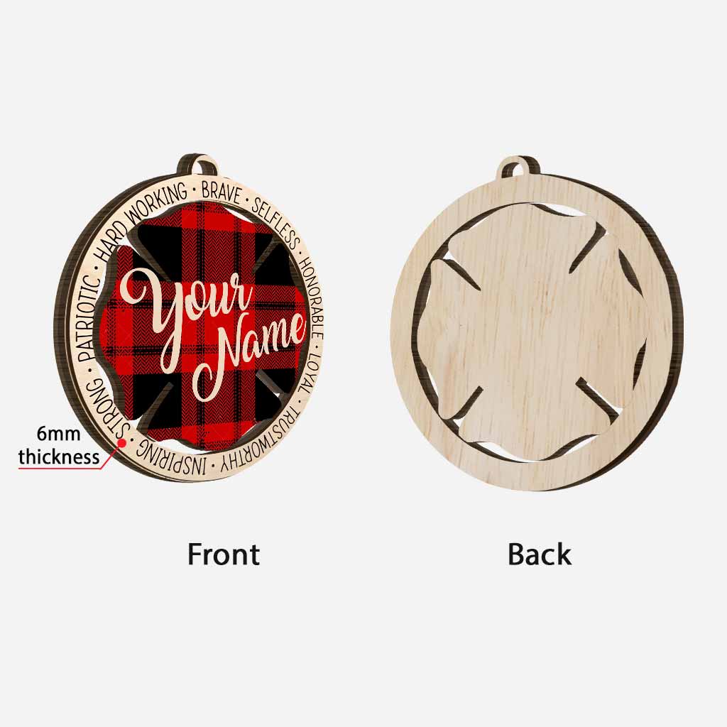Our Hero Back The Red - Personalized Firefighter Layered Wood Ornament